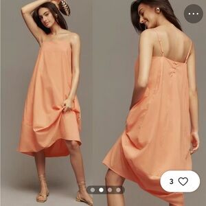 Anthropologie Self Contrast Peach Bare Sleeveless Barrell Midi Dress in Size XXS